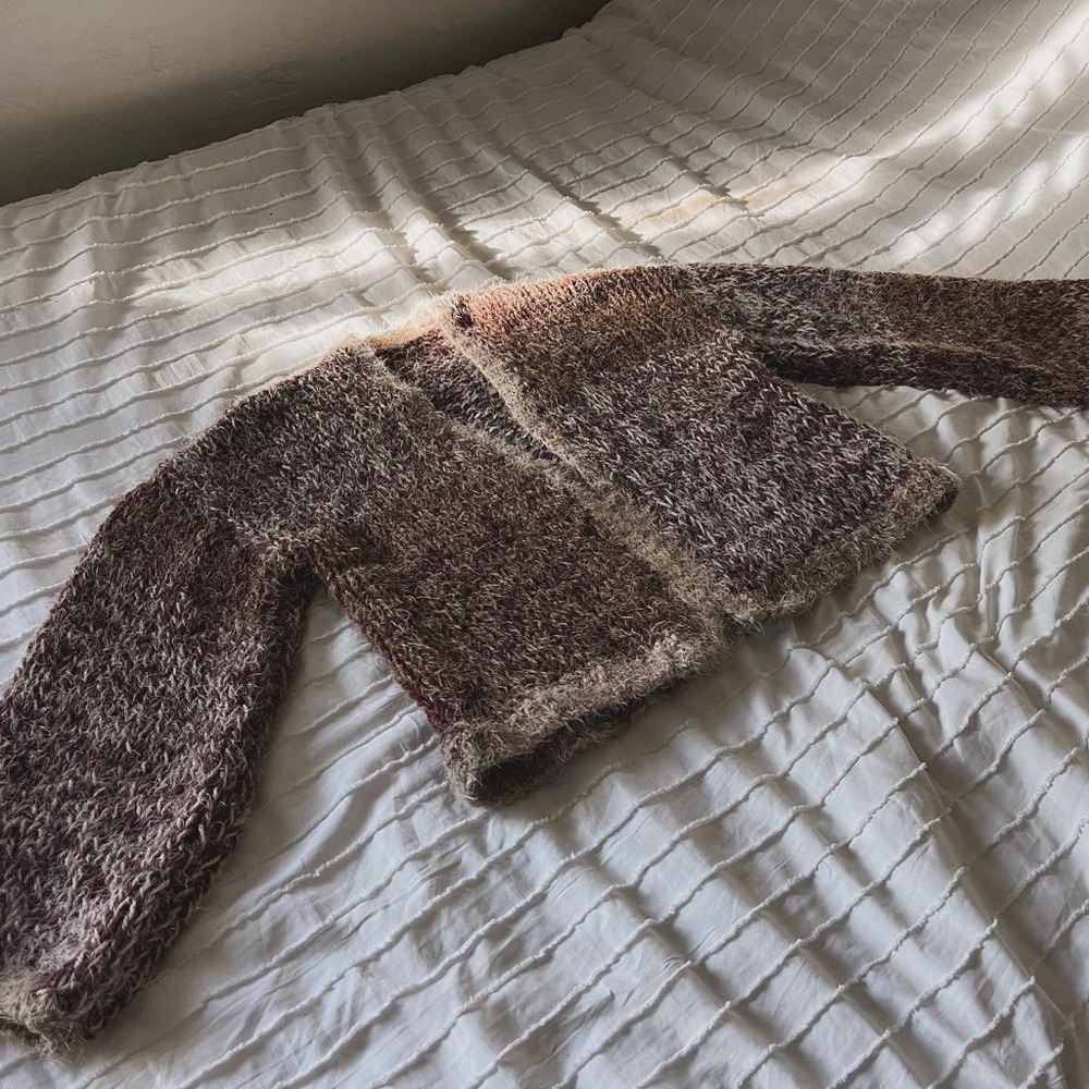 Hand-Knit Fuzzy Cardigan